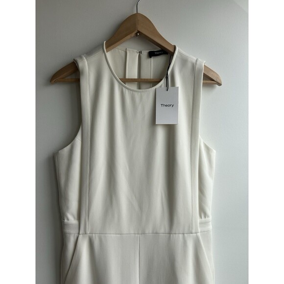Theory Remaline Structured Sleeveless Admiral Crepe Jumpsuit Ivory Size 8 NWT - Picture 3 of 12